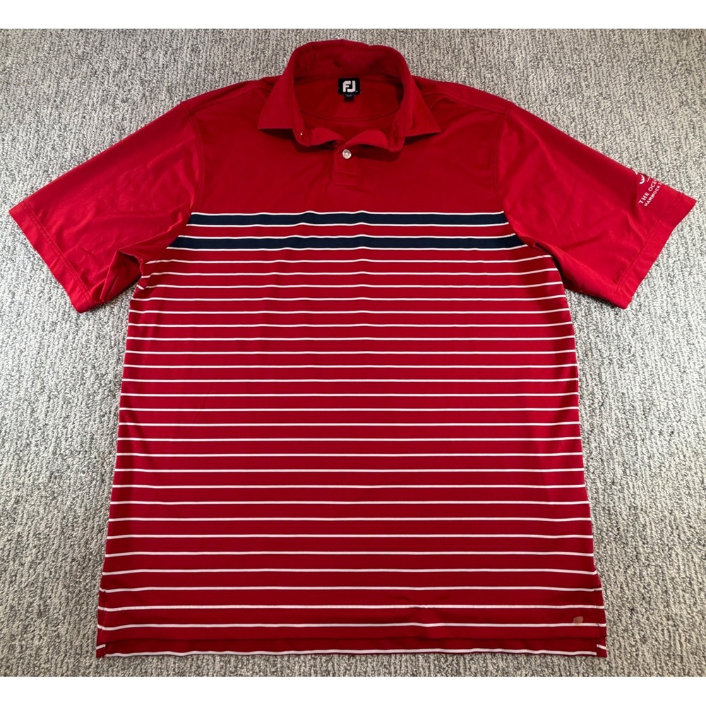 FootJoy Golf Polo Mens Large Red Striped The Ocean Course Hammock Beach Resort